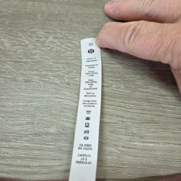 Lululemon All Yours Pima Cotton Short Sleeve T-Shirt Rose Womens Size 20 - Picture 16 of 16